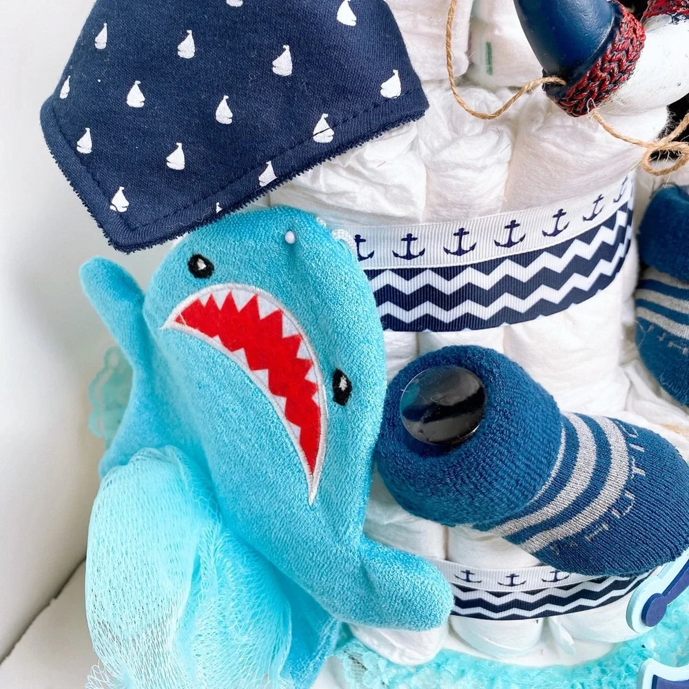 Nautical Diaper Cake, Doggy Diaper Cake